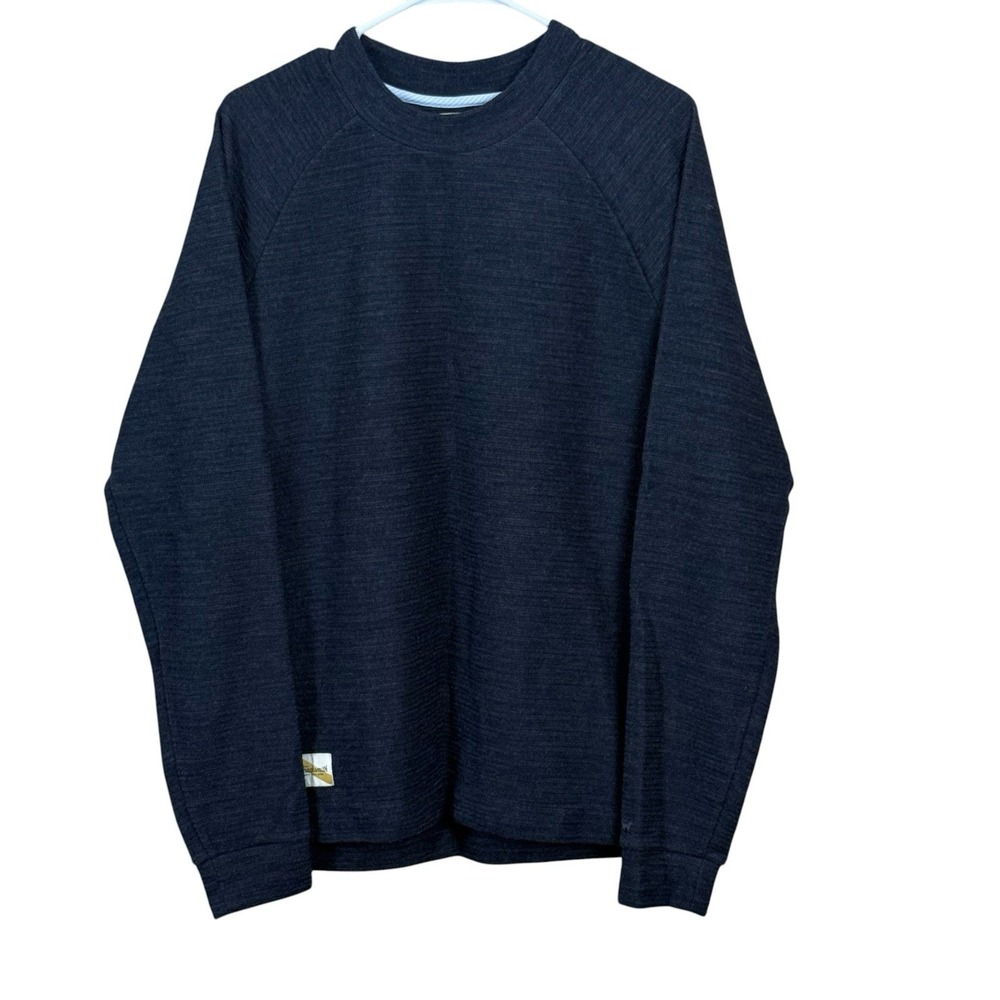 Tracksmith New England Sweater Merino Wool Crewneck Sweatshirt Sz M Heather Navy